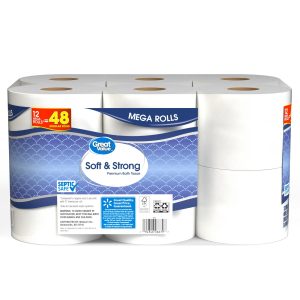 Great Value Soft & Strong Premium Toilet Paper, 12 Mega Rolls, 380 Sheets per Roll