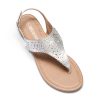 Dream Pairs Women's Rhinestone Casual Wear Cut Flat Sandals Beach Dressy T-Strap Thong Sandals Medinie