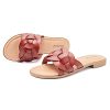 Ataiwee Women's Flat Slide Sandals - Casual Ladies Round Slip-On Cross Strap