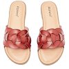 Ataiwee Women's Flat Slide Sandals - Casual Ladies Round Slip-On Cross Strap