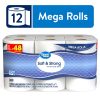 Great Value Soft & Strong Premium Toilet Paper, 12 Mega Rolls, 380 Sheets per Roll