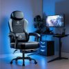 Gaming Chair with Massage and Packet Spring Cushion,Ergonomic Gamer Chairs for Adults with Footrest 300lbs,High Back Gamer Leather Chair with Headrest and Lumbar Support